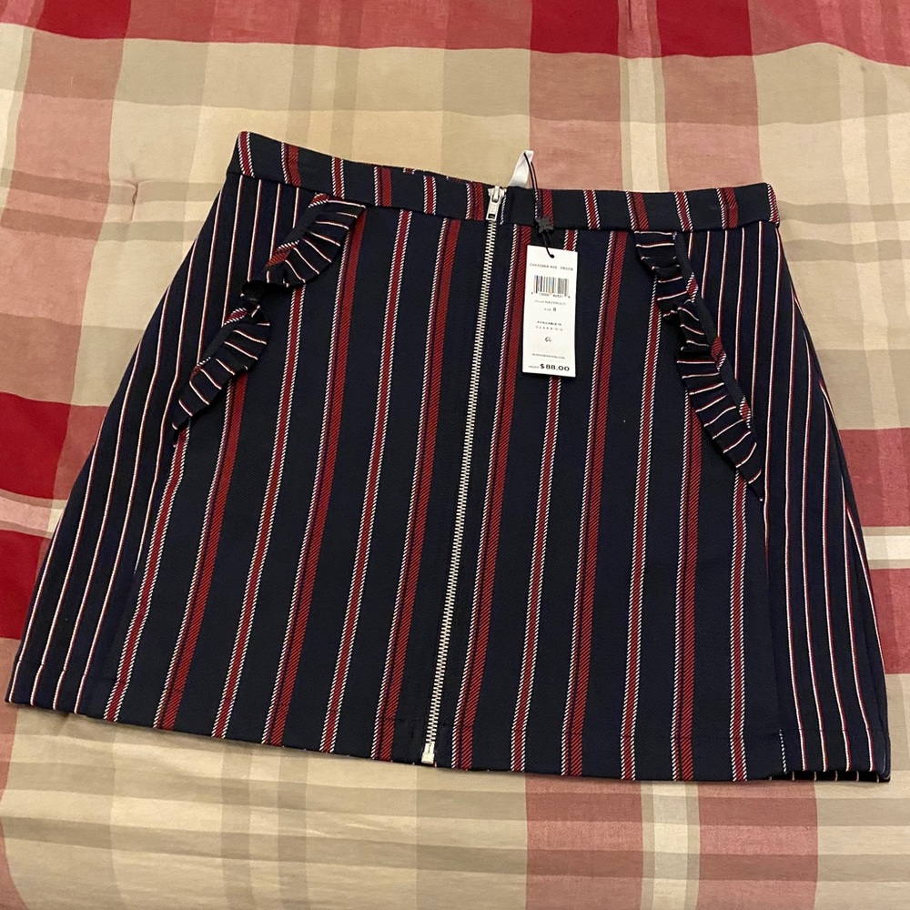 BCBG striped front zip skirt